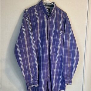 Wrangler 20X Western Cowboy Button Long Sleeve Blue Plaid Shirt Size LT